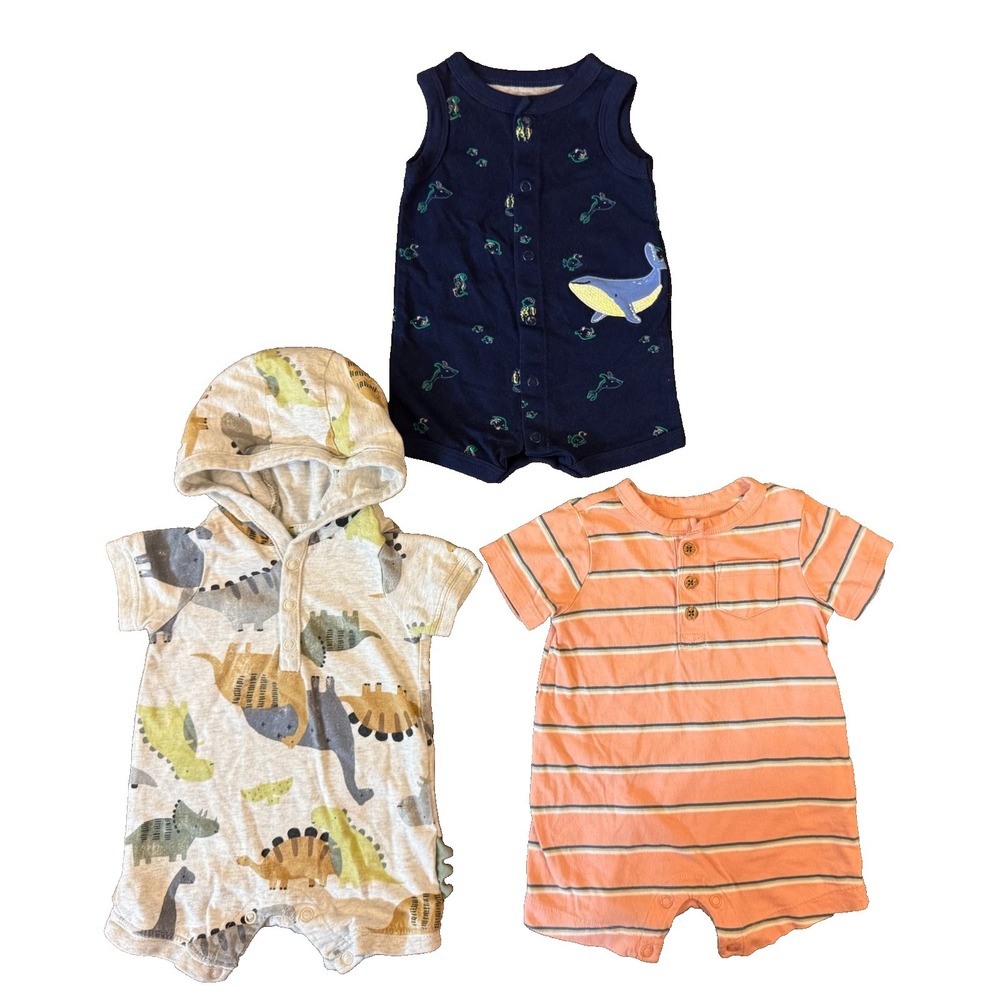 Carters Baby Boy 3 Months Summer Rompers 1 Piece Outfits Clothes Lot Whale‎